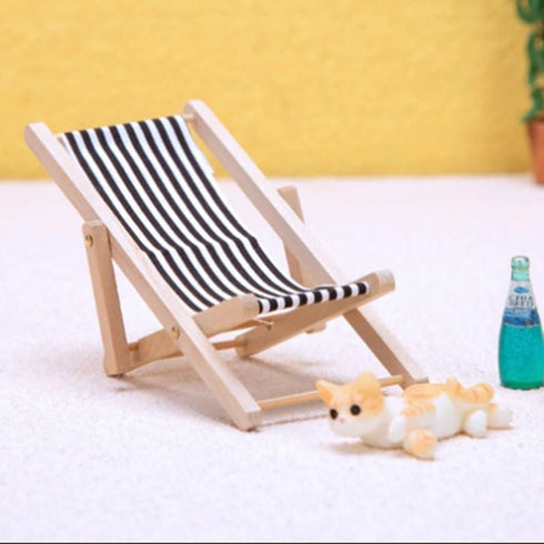 Miniature Beach Chair Props Miniature Dollhouse Folding Chairs Doll House Mini Folding Chairs Mini Lounge Chair Models for Dollhouse Home Desk Gar...