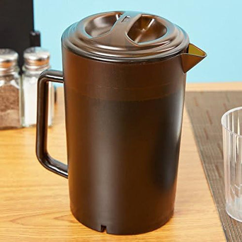 G.E.T. P-3064-1-A-EC BPA-Free Shatterproof Plastic Ice Tea Pitcher with Lid, 2 Quart (64 Ounce), Amber, 1 Pack...