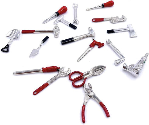 17PCS 1:12 Miniature Doll House Tools Metal Home Repair Multi-Tool Model Set Fun for Party Dollhouse Decoration Accessories Mini Yard Supplies Cre...