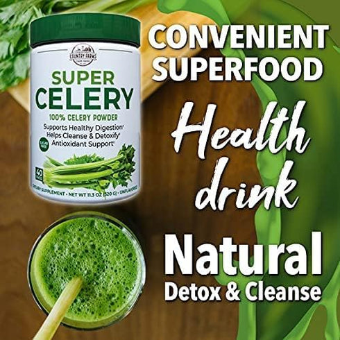 COUNTRY FARMS Super Celery Powder, 100% Celery Powder, Supports Healthy Digestion, Helps Cleanse & Detoxify, Antioxidant Support, 40 Servings, 11....