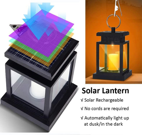 Solar Lanterns Outdoor Waterproof, Garden Hanging Flickering Flameless LED Candle Lighting, Solar Powered Lights for Decorative Yard, Table, Patio...