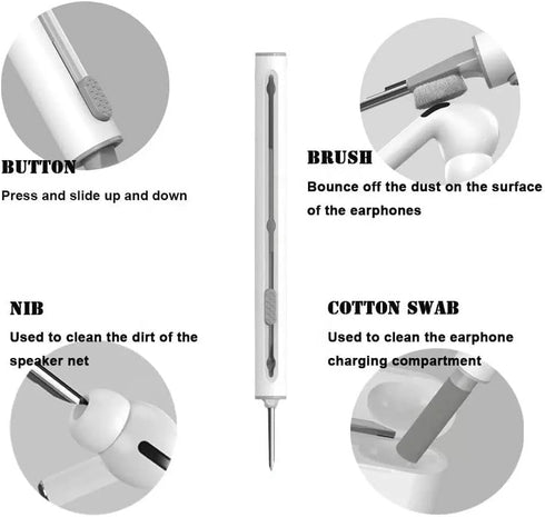 Earphone Cleaner Kit - Multi-Function Bluetooth Earbuds Cleaner kit - Perfect Cleaner Kit Pen for Phone Charging Port, Earbuds, Wireless Earphone,...