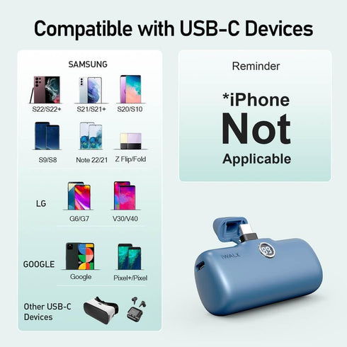 iWALK USB-C Portable Charger for iPhone 15: Mini 20W 4800mAh Wireless Power Bank Fast Charging Travel Battery Pack Compatible with iPhone 15 Plus/...
