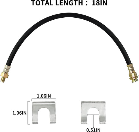 Premium 18-Inch Rubber Brake Hose - Flexible Brake Line, 3/8"-24 External Thread to 3/8"-24 Internal Thread, High Strength and Easy to Install Bra...
