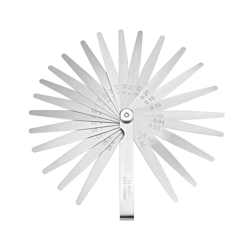 uxcell Metric Thickness Feeler Gauge 0.02-1.00mm 23 Blades Mn Steel Measuring Tool for Gap Width...