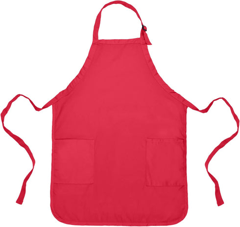 DALIX Apron Commercial Restaurant Home Bib Spun Poly Cotton Kitchen Aprons (2 Pockets) in Red...