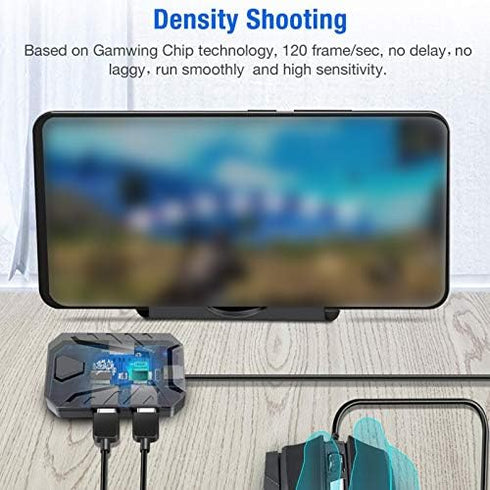 Mobile Gaming Keyboard Mouse Adapter Converter for PUBG, for Android and for iOS Mobile Phones, Support Bluetooth, with Adjustable Stand(Black)...