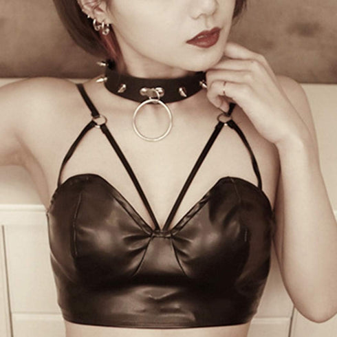 Punk Black Leather Choker Necklace PU Necklace Soft Goth Collar Adjustable Necklace Chains Dainty Accessory for Women...