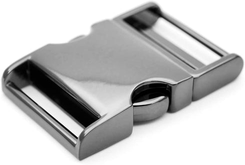 CRAFTMEMORE 1 pc 1-1/2 inch Metal Curved Side Release Buckle Adjustable Lock for Belt Backpacks Pet Collar (Gunmetal)...