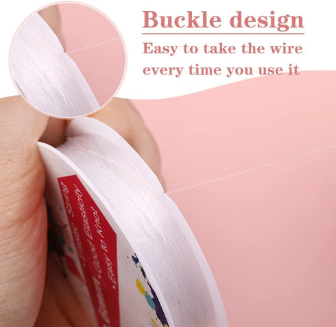 0.6mm/4 Rolls Elastic Stretch Thread for Bracelets, Transparent Beading String with 2 Sizes Big Eye Bead Needles and Needle Bottle, Clear Stretch ...