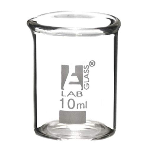 EISCO Beaker, 10ml - Griffin Style, Low Form with Spout - Ungraduated - Borosilicate 3.3 Glass...