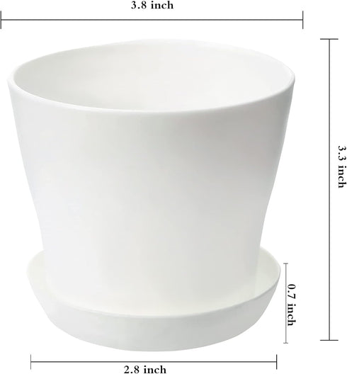 TDHDIKE 10 Pcs Plastic Planters Indoor Flower Plant Pots, Mini Flower Seedlings Nursery Pot/Planter/Flower Pot with Pallet, Modern Decorative Gard...