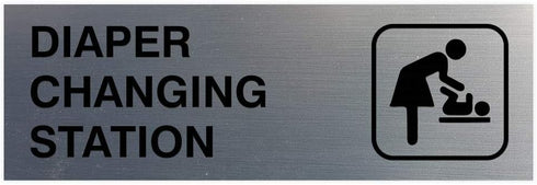 Signs ByLITA Basic Diaper Changing Station Sign (Brushed Silver) - Small...