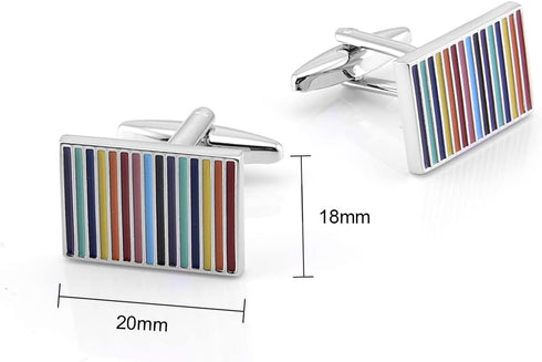 Rainbow Stripes Cufflinks for Men Rectangle Pair Men Cuff Links Classic Men Tuxedo Shirt Cufflink For Business Wedding Daily Shirts...