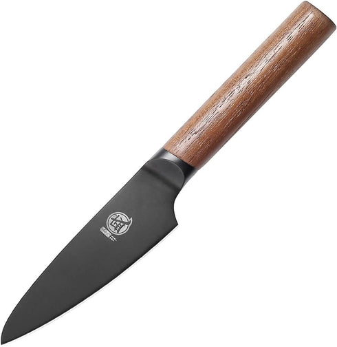 MITSUMOTO SAKARI 4.5 inch Japanese Paring Knife, Professional Black Titanium Coated Small Fruit Knife, Super-Sharp German Premium Alloy Steel Pett...