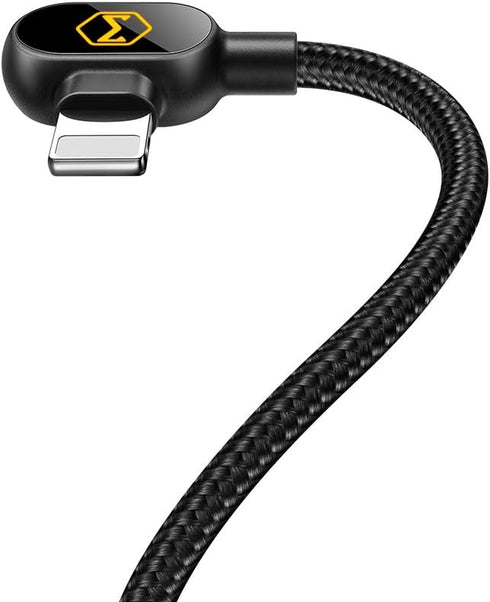 (3 Pack) USB 90 Degree Right Angle Design Game Cable LED Nylon Braided Sync Charge Double Size USB Data 4FT/1.2M Cable Compatible New PhoneiPad Pr...
