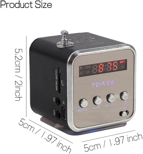 Music Player, Mini Speaker Music Player Portable FM Radio Stereo PC Fashion Support Card and U Disk(Black)...