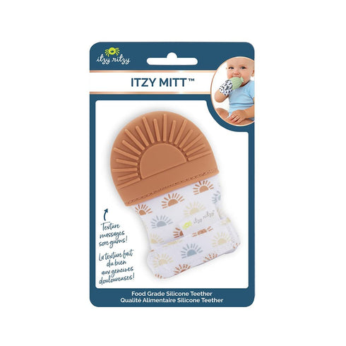 Itzy Ritzy Silicone Teething Mitt – Soothing Infant Teething Mitten with Adjustable Strap, Crinkle Sound and Textured Silicone to Soothe Sore and ...