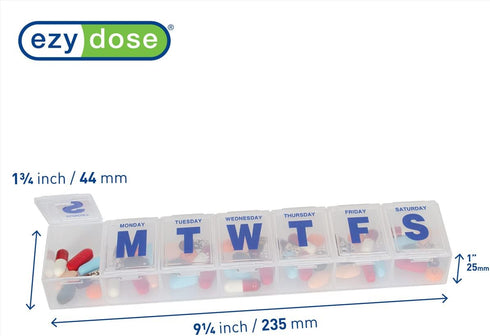 EZY DOSE Weekly (7-Day) Pill Organizer, Vitamin Case and Medicine Box, Clear Lids, 2X-Large...