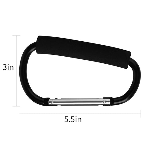 4 Pack Large Carabiner 5.5" D Style Click and Carry Bag Carrier Stroller Hooks(Black and Blue)...