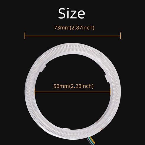 GrandviewTM 1-set 70MM Multi-Color RGB LED Halo Rings Light COB 72SMD Smart Phone iOS Android App Bluetooth Control Car Angel Eyes Circle Ring Hea...