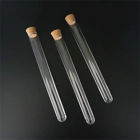 10Pcs Clear Plastic Test Tubes with Cork Stoppers, 15x150mm 13ml, Good Seal for Jewelry Seed Beads Powder Spice Liquid Storage, Lab Use or Decorat...
