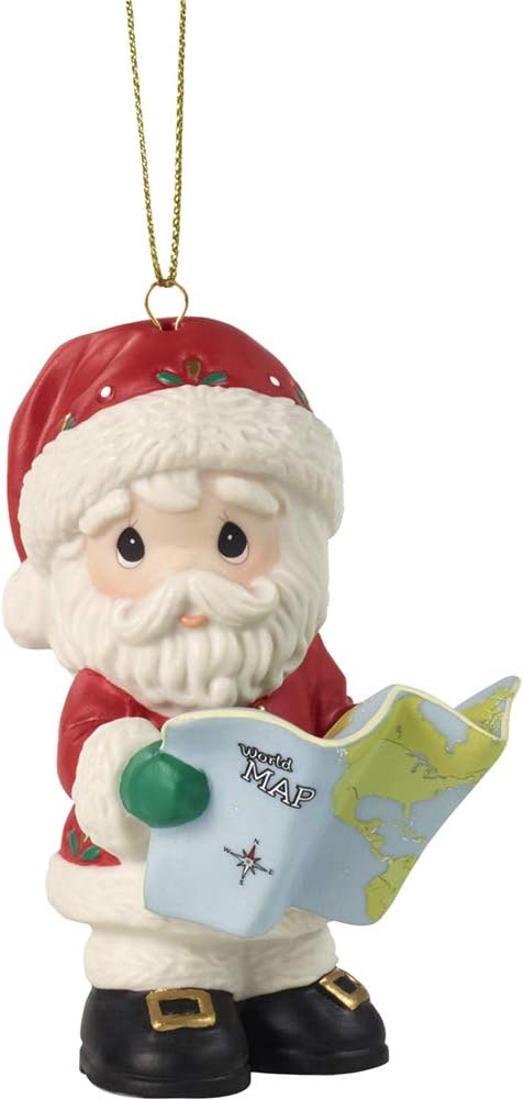 Precious Moments 201012 Joy to The Whole Wide World Annual Santa Bisque Porcelain Ornament, Multi...