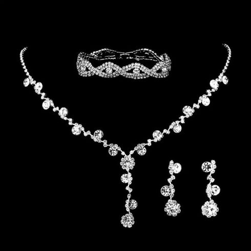 Aukmla Rhinestone Bridal Jewelry Set for Wedding Silver Crystal Bride Wedding Necklaces Sets Prom Jewelry Accessories for Women...