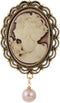 Kokoma Victorian Cameo Brooch Pin for Women Girls Dangling Pearl Beauty Lady Portrait Lapel Pins Scarf Badge Cloth Dress Accessories Jewelry...