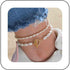Boho Layered Pearl Ankle Bracelet White Pearl Toggle Ankle Bracelet Vintage T Bar Anklet Bracelet Baroque Pearl Foot Chain Jewelry for Women...