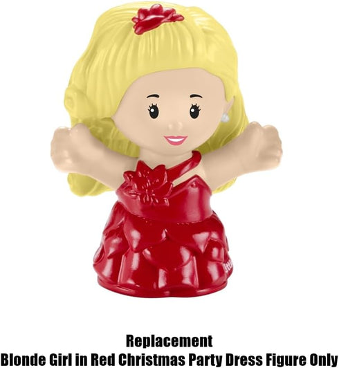 Mattel Replacement Part for Fisher-Price Little People Playset - HMK85 ~ Blonde Girl Wearing Red Christmas Party Dress Figure ~ Inspired by Barbie...