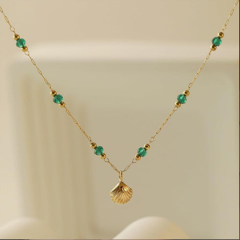 Gold Shell Anklets for Women Waterproof Adjustable Stainless Steel Chain Ankle Bracelet Emerald Tiny Beads Gold Plated Anklet Foot Jewelry...