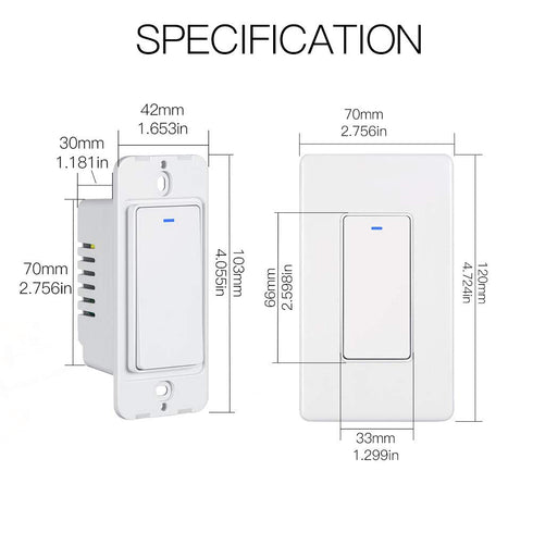 MoesGo WiFi Wall Push Button Smart Light Switch,Multi-Control, 2.4GHz WiFi Light Switches, Neutral Wire Required,Remote Control Smart Life/Tuya, W...