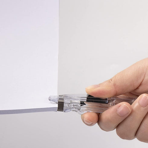 1 Piece Portable Transparent Plastic Handheld Paper Clam Dispenser Paper Clipper with 50 Metal Refill Clips for School Office...