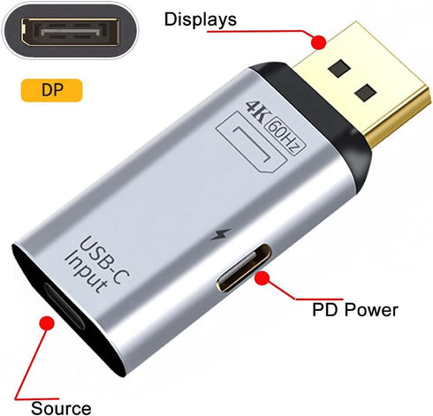 chenyang USB C to Displayport Converter with Charging Port (The Displayport Must be Connected to The Monitor, not The Host.You Need to use The 10G...