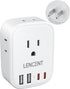 LENCENT 3 to 2 Prong Outlet Adapter, 2 Prong Outlet Extender, Wall Tap Plug Splitter with 4 AC Outlets 4 USB Charger Cube(2 USB C), Polarized Plug...