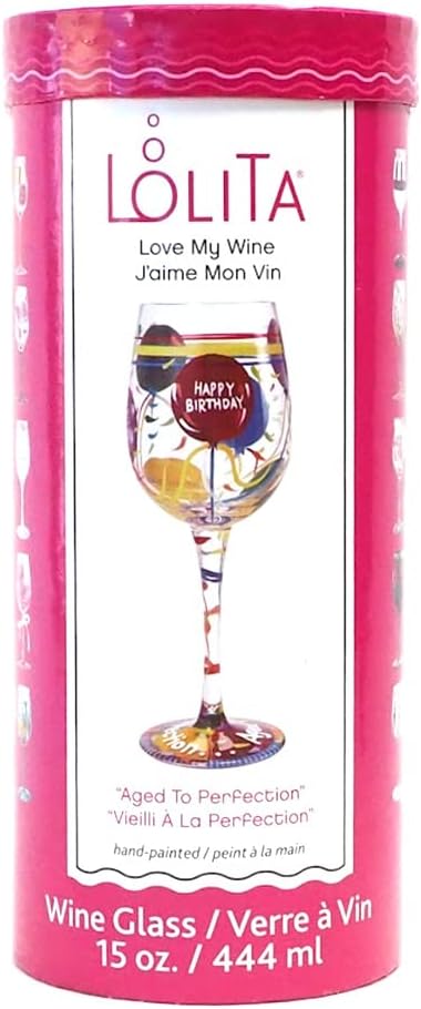 Lolita Aged to Perfection Birthday Artisan Painted Wine Glass...