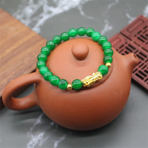 Fuqimanman2020 8 Pcs Feng Shui Bracelets Pixiu Wealth Luck Jade Beaded Bracelet for Women Men Chinese Traditional Lucky Jewelry Attract Wealth Goo...