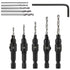 5pcs Wood Countersink Drill Bit Set Hex Shank Quick Change Counter Sinker Pre Hole Drill Bit Set Screw Counterbore Bit Pilot Bit Set #5, #6, #8, #...