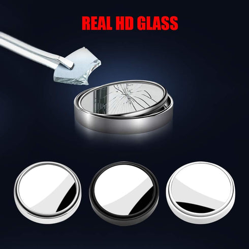 Ampper 2" Round Blind Spot Mirror, 360 Degree Adjustabe HD Glass and ABS Housing Convex Round Stick-On Mirror for Car (Black, Pack of 2)...