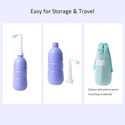 Peri Bottle for Postpartum Care, Portable Travel Bidet for Women, 17oz Large Capacity Perineal Bottle for Feminine Hygiene with Travel Bag and Ang...