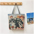 Women Canvas Cat Tote Bag Cat Print Bag Cat Graphic Shoulder Bag Hobo Crossbody Handbag Casual...