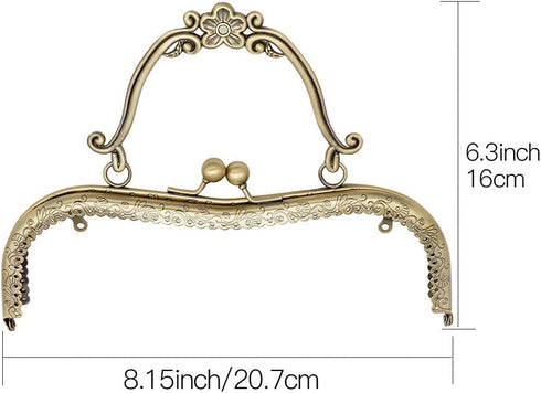 4 Colors Purse Clasp Frame,8.14Inch Bag Kiss Clasp Lock,Metal Purse Frame for DIY Craft,Purse Making,Bag Making...