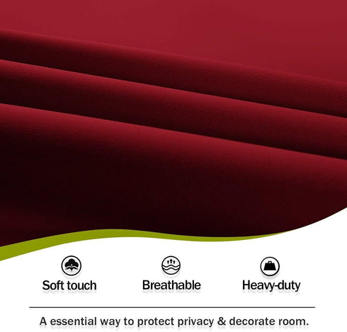 PONY DANCE Christmas Burgundy Red Door Curtain - Xmas Home Decoration Rod Pocket Blackout French Panel Light Block with Bonus Tieback for Front Do...