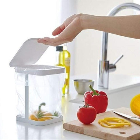 Originals Metal Countertop Trash Can Garbage Bag Holder for Home Kitchen (White) …...