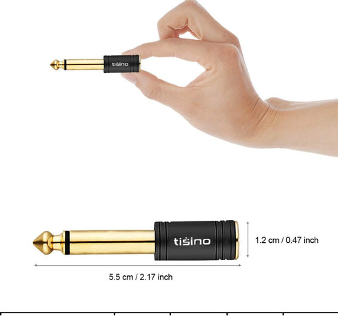 tisino 1/4 Mono to 3.5mm Stereo Adapter, Gold Plated 6.35mm TS Male to 1/8 inch TRS Female Audio Connector - Black, 1 Pack...