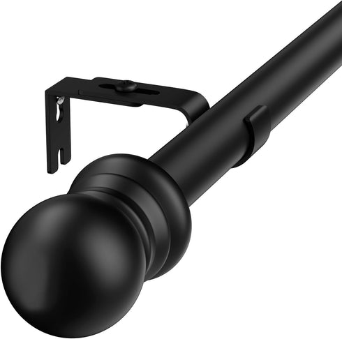 HOSKO Black Curtain Rod, 1-Inch Window Curtain Rods Set - Curtain Rods for Windows 30-84 Inches - Including Three Mounting Brackets...
