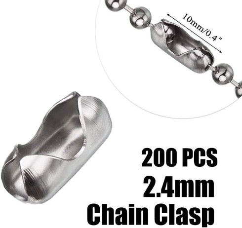 Rojwei 200pcs Ball Chain Connector Clasps Fits for 2.4mm Beaded Chain, Perfect Jewelry Making Accessories Clips for DIY Crafts....