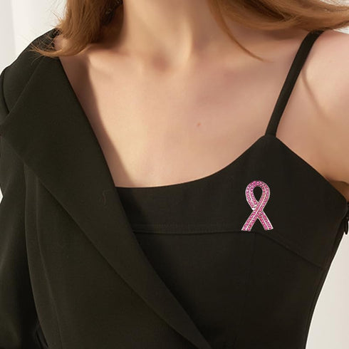 Pink Ribbon Breast Cancer Awareness Brooches Pin,Love Faith Strength Hope Butterfly Design,Rhinestone Pink Ribbon Hope Lapel Pin Brooch...
