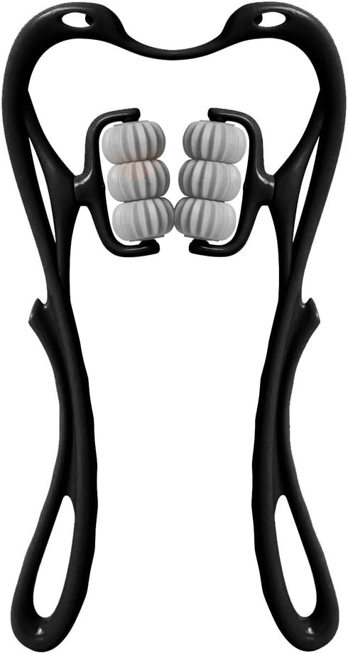 HaSeftni Neck Massager, Upgrade 6 Balls Massage Point Roller Massager for Pain Relief Handheld Tool Suitable Legs Waist and Shoulder Relaxer - Bla...